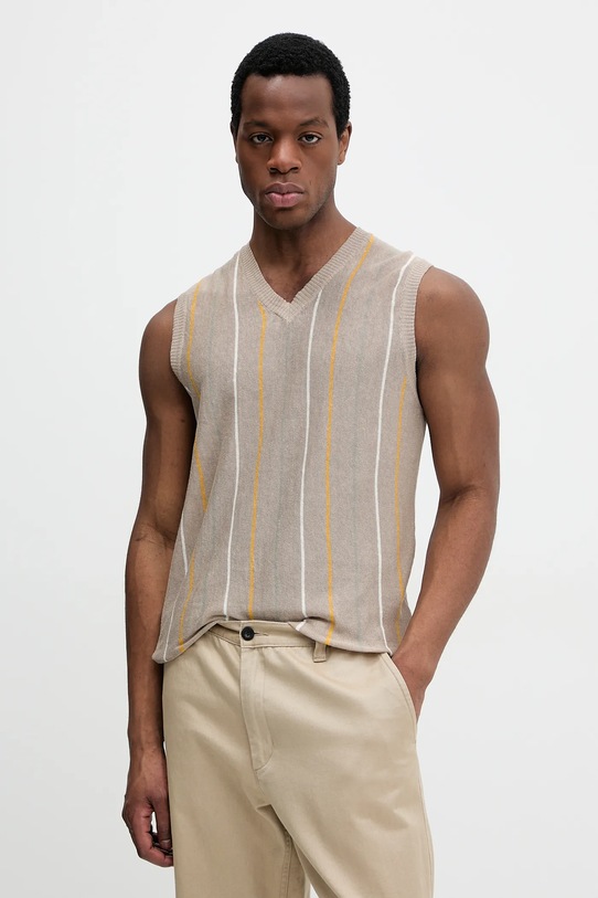 Liu Jo kamizelka lniana pozostałe beżowy QA5235.MA72P