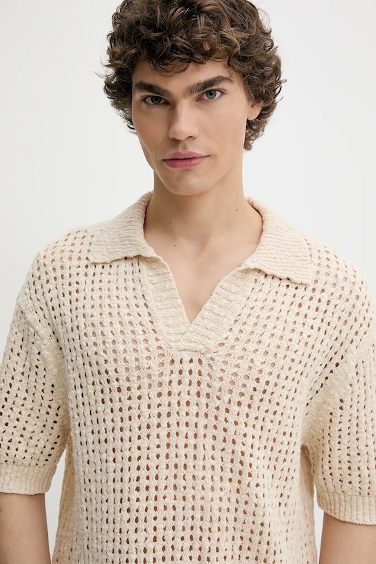 Hugo Blue polo bawełniane beżowy 50536679