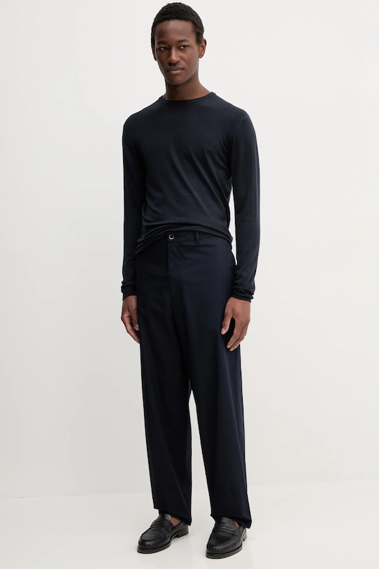 Вовняний светр BARENA VENEZIA Camicia Mola темно-синій KNU5111.429