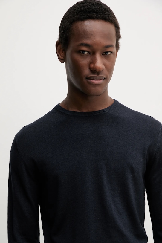 Вовняний светр BARENA VENEZIA Camicia Mola KNU5111.429 темно-синій