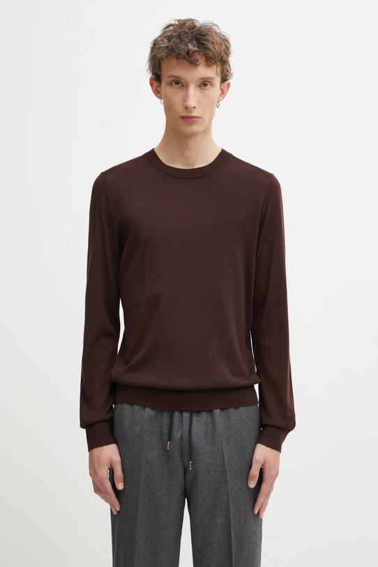 Vlněný svetr Paul Smith hladký hnědá M1R.238Z.P02093