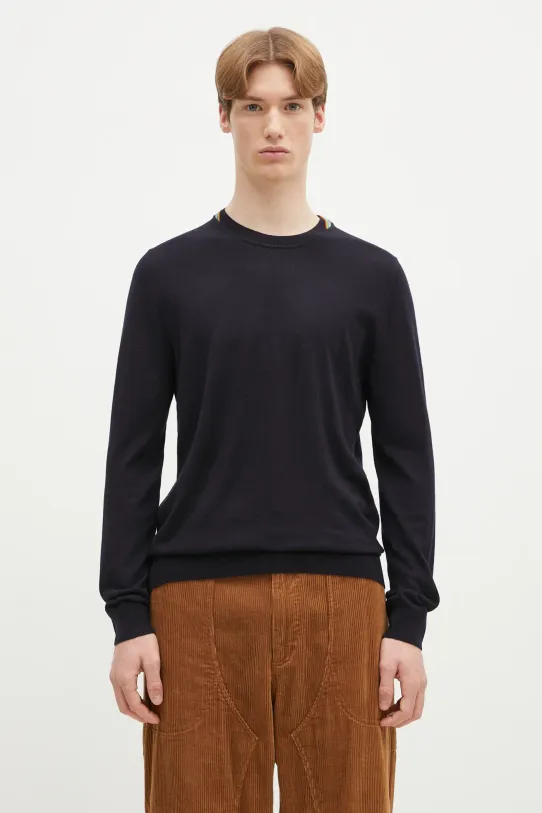 Μάλλινο πουλόβερ Paul Smith απλό σκούρο μπλε M1R.251Z.P02094