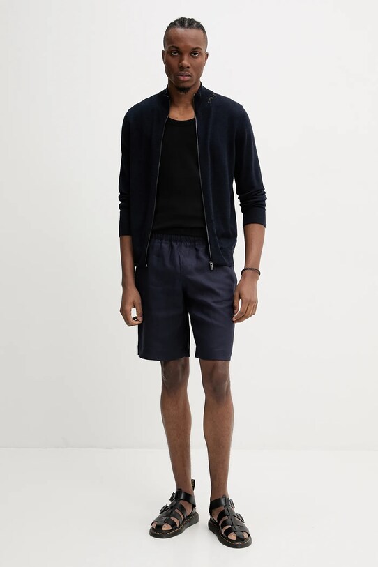 Vlněný kardigan ZADIG&VOLTAIRE KMCA01228.404 námořnická modř SS25