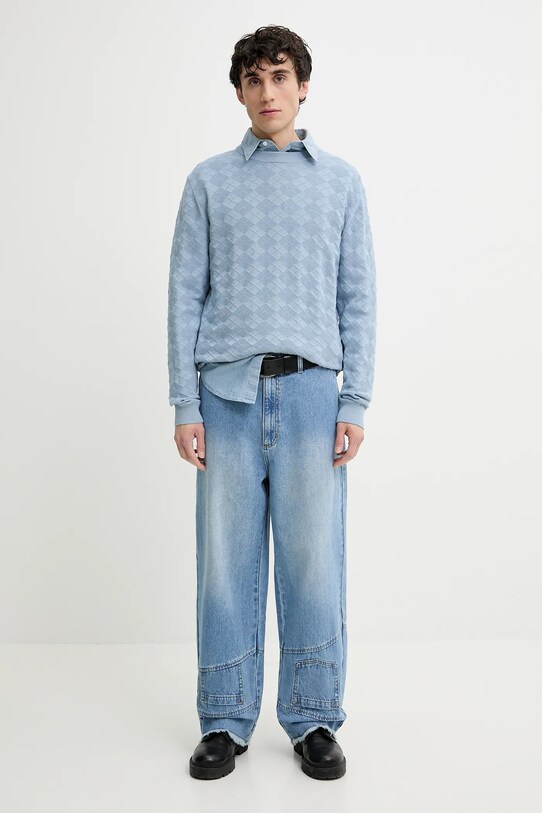 Bavlněný svetr HUGO 50536694 modrá SS25