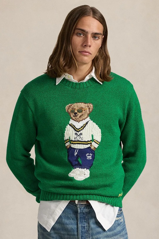 Свитер с примесью льна Polo Ralph Lauren остальные зелёный 710961155