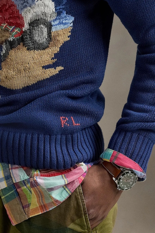 Polo Ralph Lauren sweter bawełniany granatowy 710964798