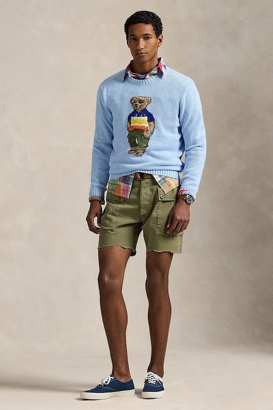 Одежда Хлопковый свитер Polo Ralph Lauren 710964799 голубой