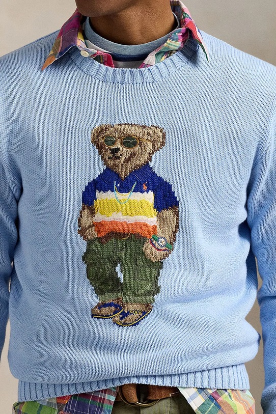 Хлопковый свитер Polo Ralph Lauren голубой 710964799