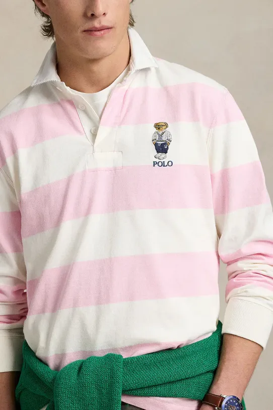 Bavlnené tričko s dlhým rukávom Polo Ralph Lauren ružová 710973144