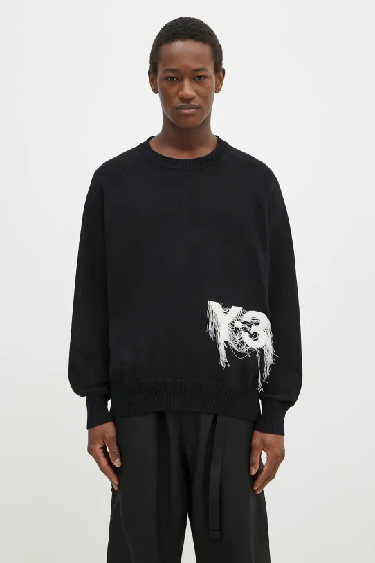 Pulover Y-3 Logo Knit Crew natpis crna JL8752
