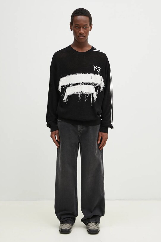 Y-3 sweter Graphic Knit Crew JN4873 czarny