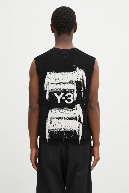 Sveter Y-3 Graphic Knit Vest nášivka čierna JN4874