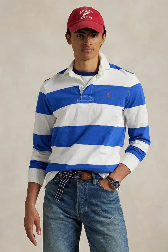 Памучен пуловер Polo Ralph Lauren Long Sleeve шарен син 710900566