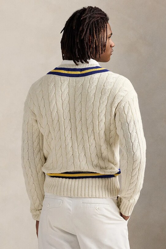 Polo Ralph Lauren sweter z domieszką kaszmiru Long Sleeve Pullover 710961780 beżowy SS25