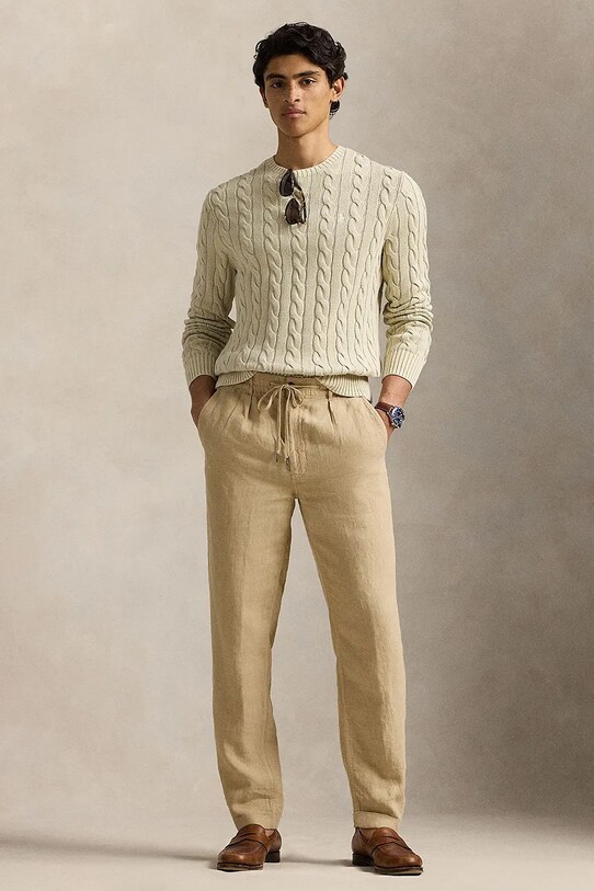 Одежда Хлопковый свитер Polo Ralph Lauren Pullover 710965867 бежевый
