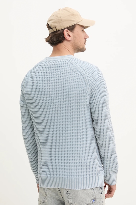 Odzież HUGO sweter lniany 50536664 niebieski