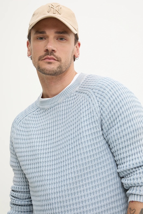 HUGO sweter lniany niebieski 50536664