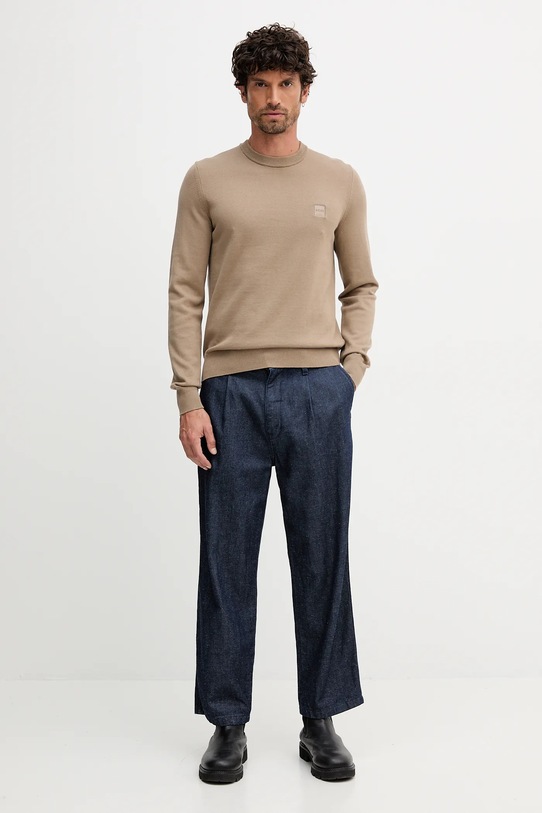 Пуловер с вълна BOSS Orange Kanovano_S 50527583 бежов AW25