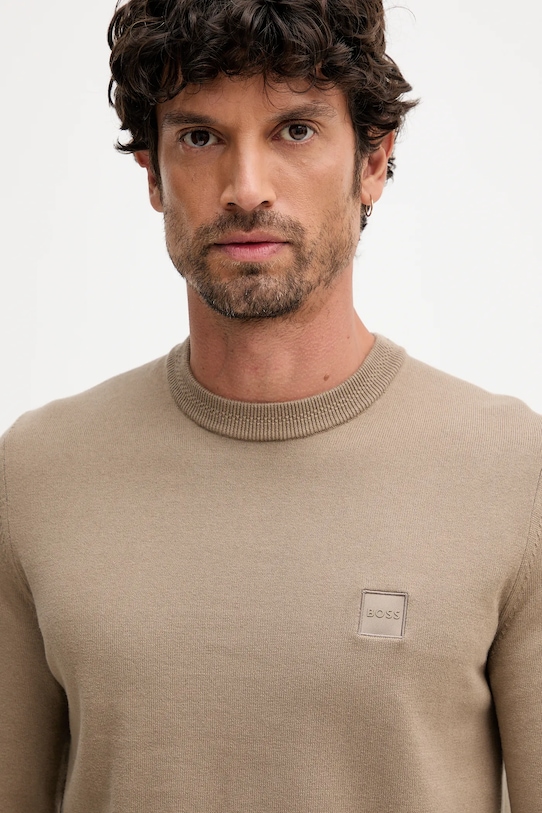 Пуловер с вълна BOSS Orange Kanovano_S бежов 50527583