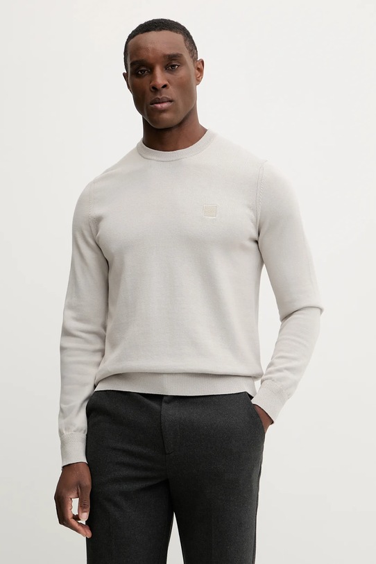 Свитер с примесью шерсти BOSS Orange Kanovano_S с добавлением шерсти серый 50527583