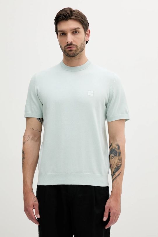 BOSS Orange pulóver kasmír keverékből gyapjú szállal türkiz 50538267