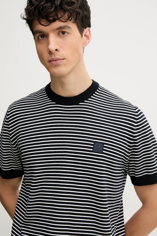 BOSS Orange sweter z domieszką kaszmiru granatowy 50538267