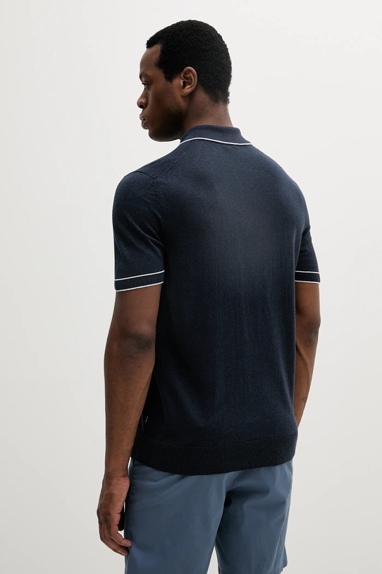 Odzież BOSS polo lniane 50537640 granatowy