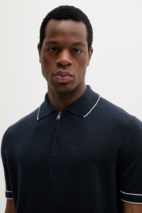 BOSS polo lniane granatowy 50537640