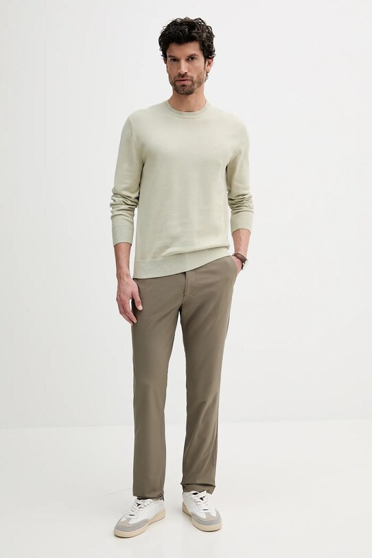 Calvin Klein sweter bawełniany LV040BM343 beżowy SS25