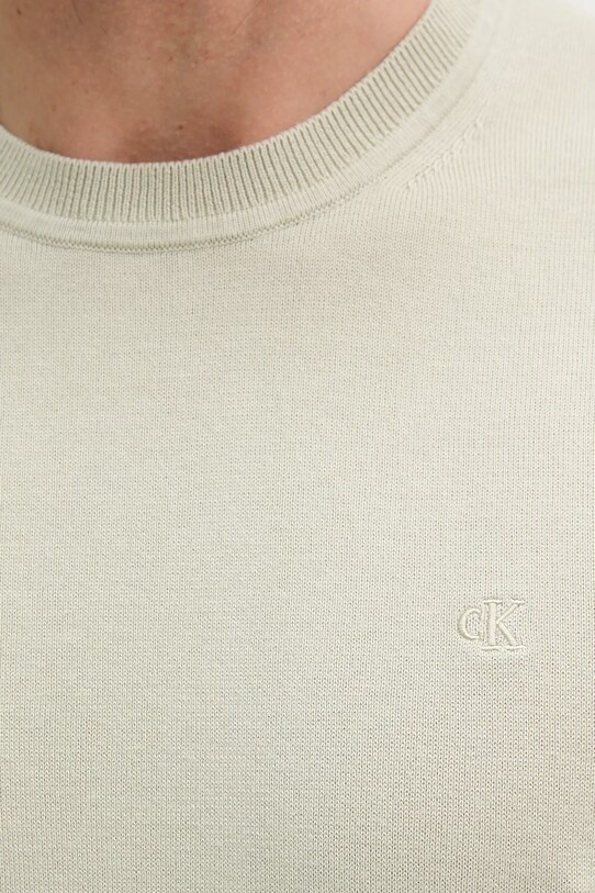 Calvin Klein sweter bawełniany LV040BM343 beżowy