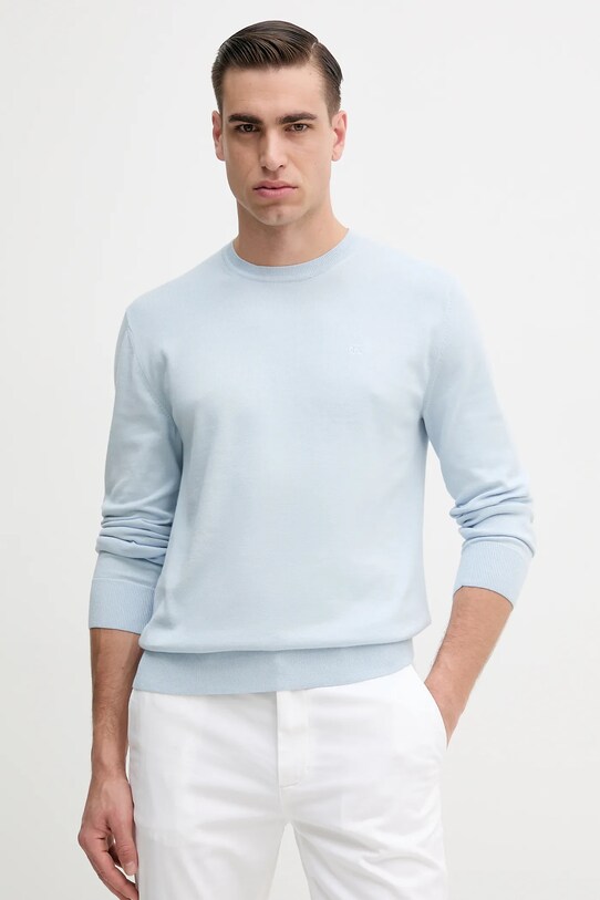 Calvin Klein sweter bawełniany bawełna niebieski LV040BM343