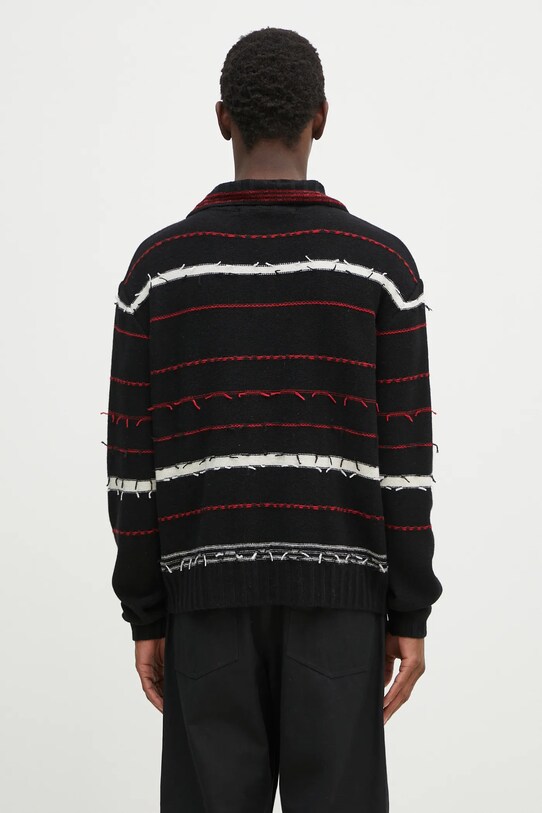 Одяг Вовняний светр Andersson Bell B&W Stripe Polo atb1245m чорний
