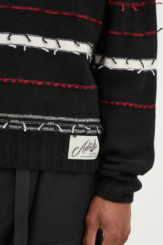 Andersson Bell sweter wełniany B&W Stripe Polo czarny atb1245m