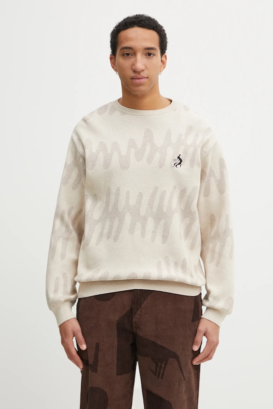 by Parra woolen jumper Static stalker fine-knit beige 53117.