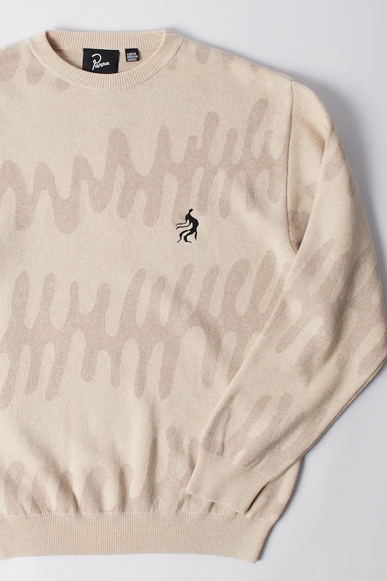 Clothing by Parra woolen jumper Static stalker 53117. beige