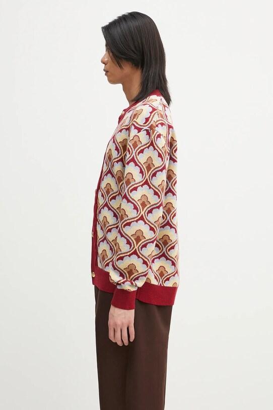 Вълнена жилетка Drôle de Monsieur Le Cardigan Tapisserie G.CA134.WO021.RD бордо SS25