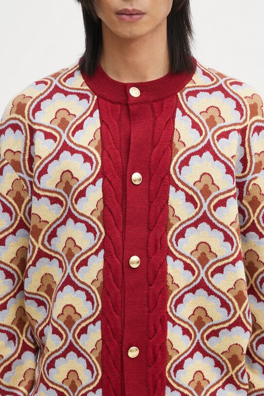 Drôle de Monsieur cardigan din lână Le Cardigan Tapisserie burgundia G.CA134.WO021.RD