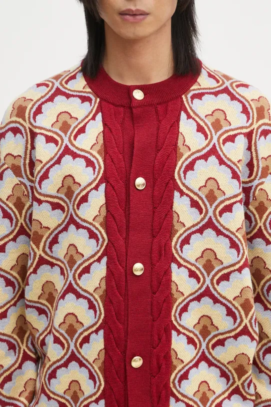 Вълнена жилетка Drôle de Monsieur Le Cardigan Tapisserie бордо G.CA134.WO021.RD