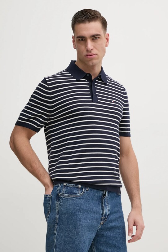 Bavlněné polo tričko Tommy Hilfiger námořnická modř MW0MW37396
