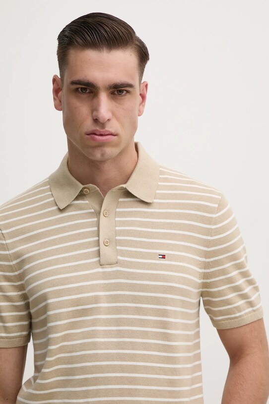 Бавовняне поло Tommy Hilfiger бежевий MW0MW37396