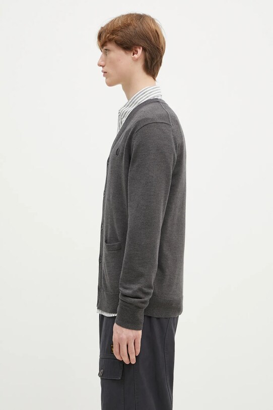 Vuneni kardigan Fred Perry K9551.R85 siva SS25