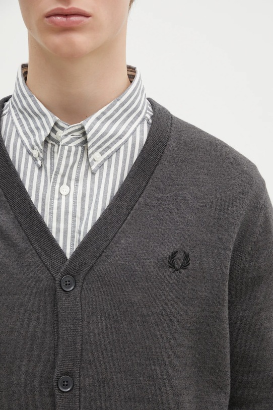 Vuneni kardigan Fred Perry siva K9551.R85