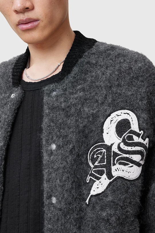 Вовняний кардиган AllSaints JACKSON M010KC сірий SS25