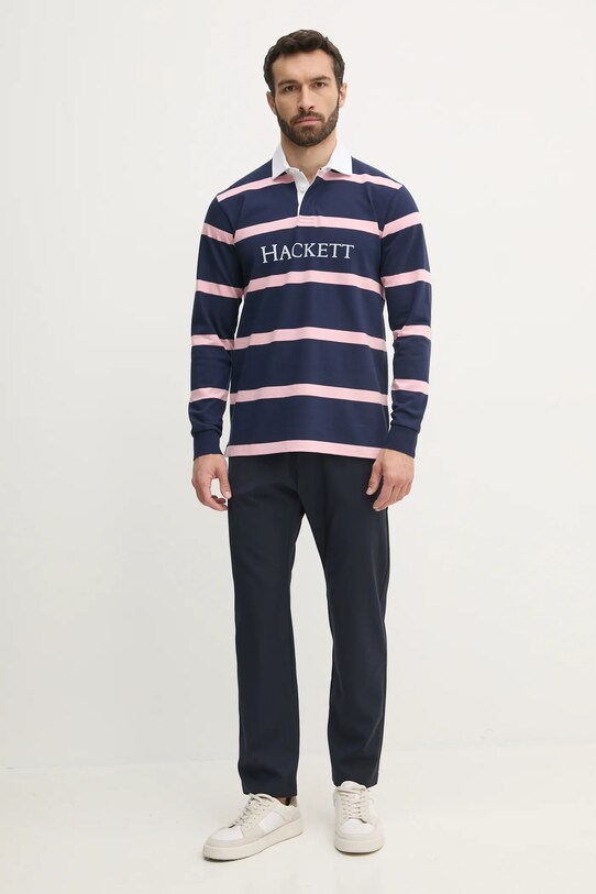 Hackett London longsleeve bawełniany HM570848 granatowy SS25
