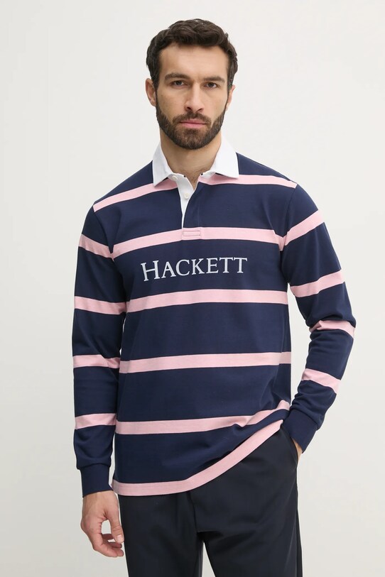 Odzież Hackett London longsleeve bawełniany HM570848 granatowy