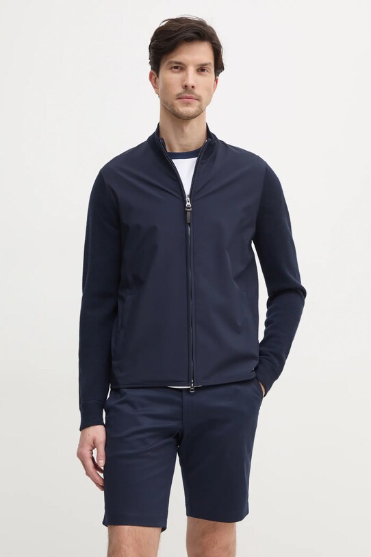 Hackett London bluza din lana uni bleumarin HM703343