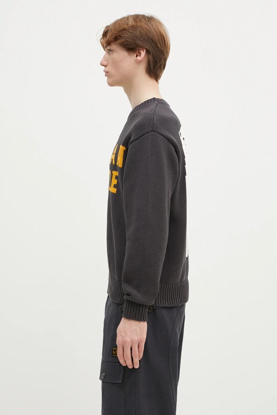 Human Made cotton jumper Lowgauge Knit Sweater HM29CS001 gray SS25