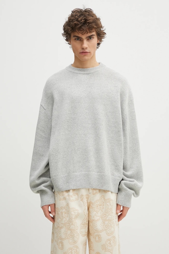 Svetr z vlněné směsi MKI MIYUKI ZOKU Mohair Blend Knit Crew směs šedá MOHAIR.BLEND.KNIT.CREW.