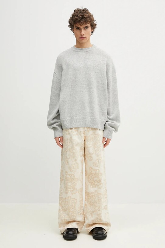 Svetr z vlněné směsi MKI MIYUKI ZOKU Mohair Blend Knit Crew MOHAIR.BLEND.KNIT.CREW. šedá