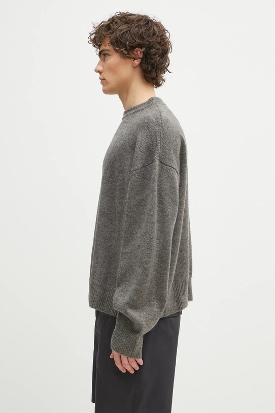 Sveter s prímesou vlny MKI MIYUKI ZOKU Mohair Blend Knit Crew MOHAIR.BLEND.KNIT.CR.BR sivá SS25